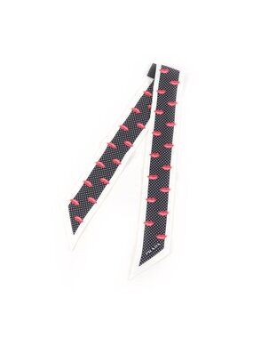 Prada Printed Silk Twill Nice Calf Lip Dot Pattern White Black 850 60 mm Scarf